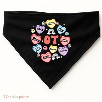 Occupational Therapy Candy Heart Valentines Day USA-Made Doggie Bandana