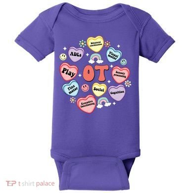 Occupational Therapy Candy Heart Valentines Day Baby Bodysuit