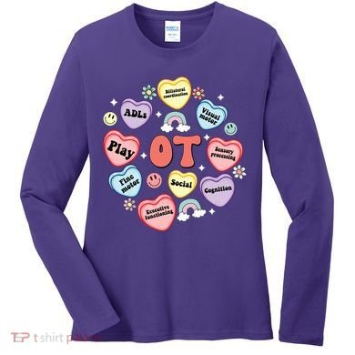 Occupational Therapy Candy Heart Valentines Day Women's Long Sleeve Shirt