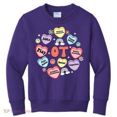 Occupational Therapy Candy Heart Valentines Day Kids Sweatshirt