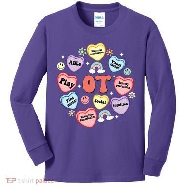 Occupational Therapy Candy Heart Valentines Day Kids Long Sleeve Shirt