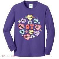 Occupational Therapy Candy Heart Valentines Day Kids Long Sleeve Shirt thumb 0