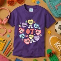 Occupational Therapy Candy Heart Valentines Day Kids T-Shirt thumb 3