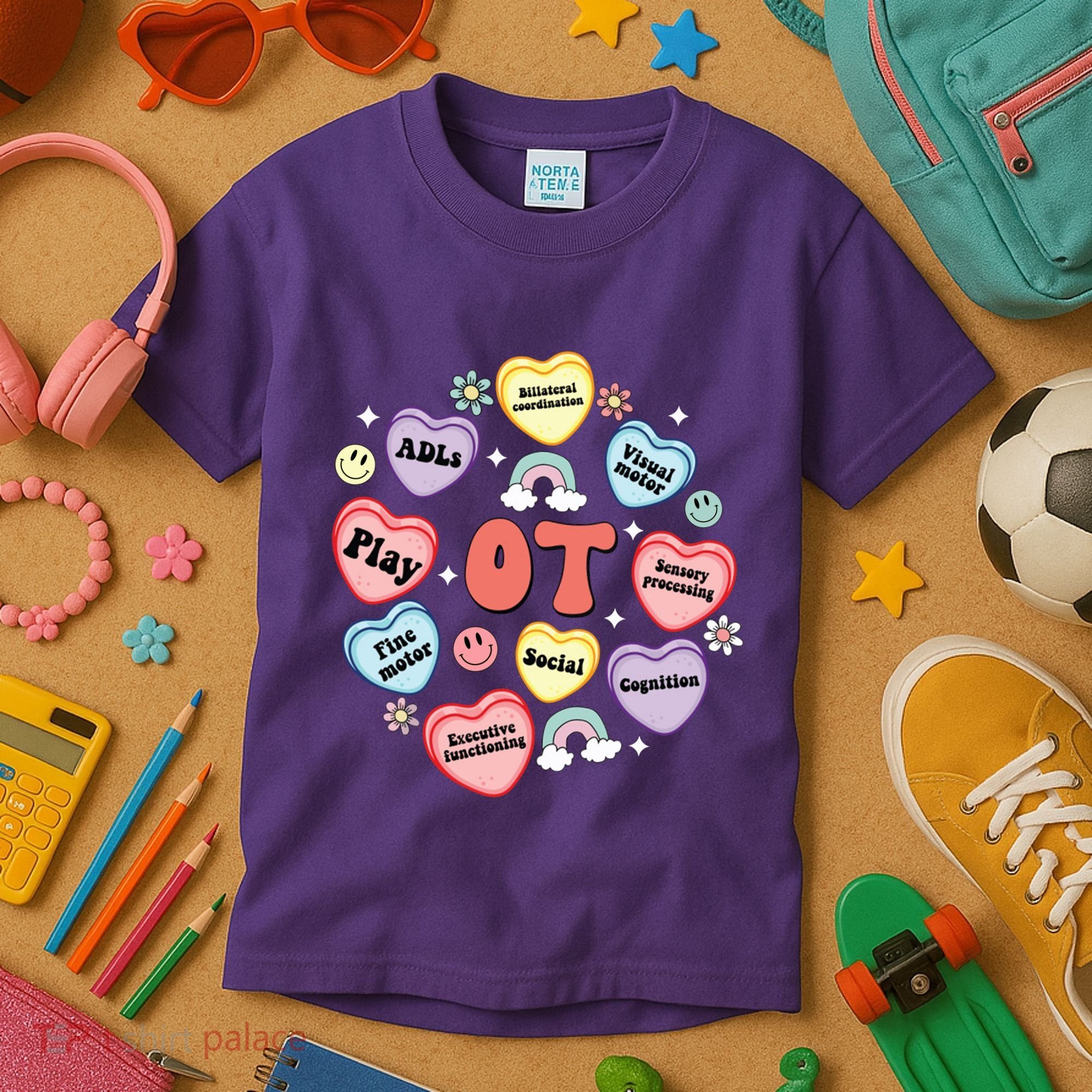 Occupational Therapy Candy Heart Valentines Day Kids T-Shirt