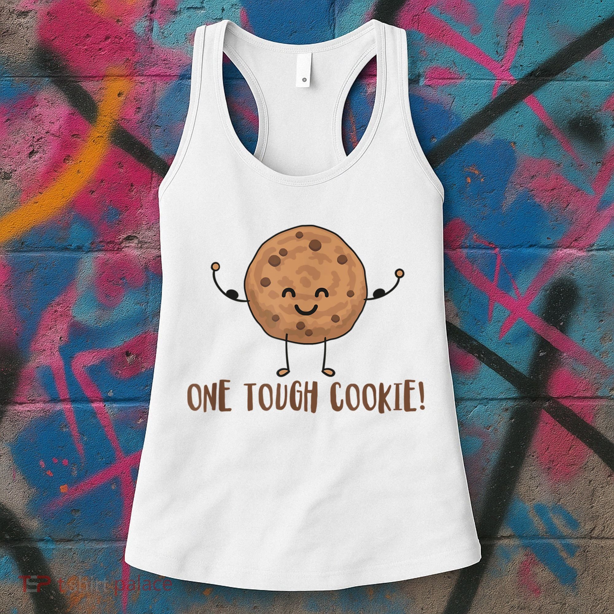 One Tough Cookie Cute Chocolate Chip Cookie With Muscles Women's Tank Top