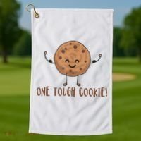 One Tough Cookie Cute Chocolate Chip Cookie With Muscles Golf Towel thumb 1