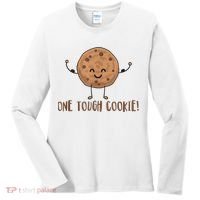 One Tough Cookie Cute Chocolate Chip Cookie With Muscles Women's Long Sleeve Shirt thumb 0