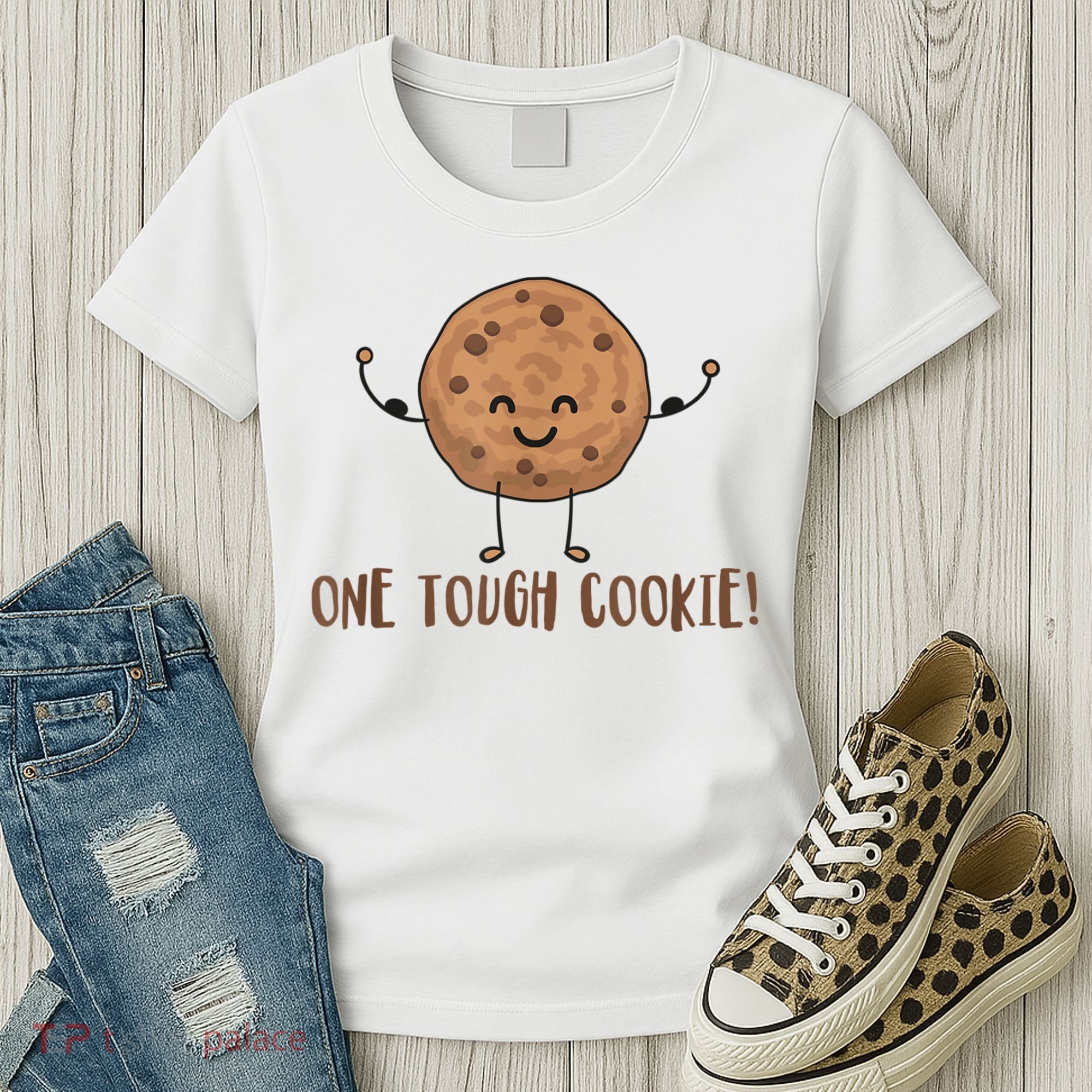 One Tough Cookie Cute Chocolate Chip Cookie With Muscles Women's T-Shirt