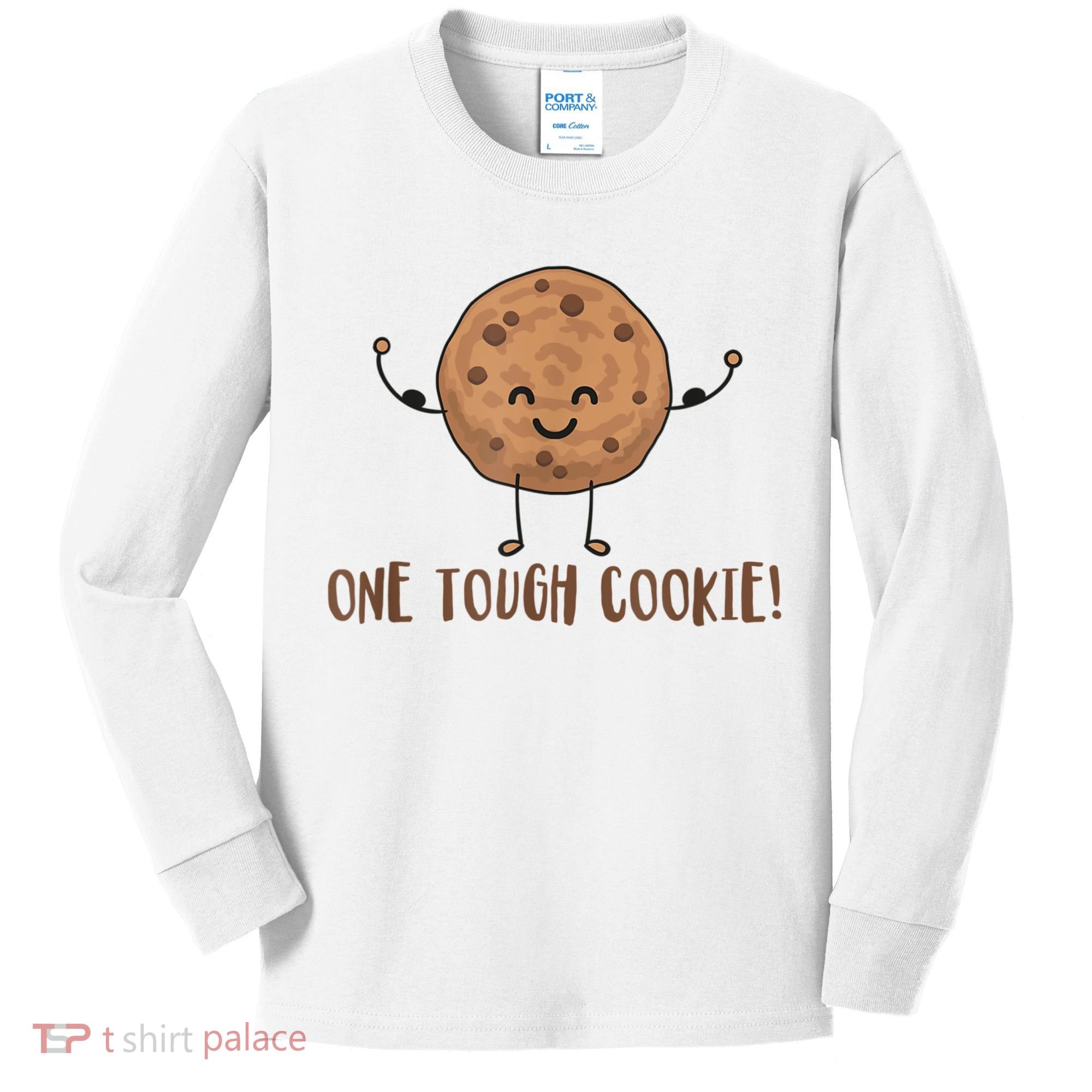 One Tough Cookie Cute Chocolate Chip Cookie With Muscles Kids Long Sleeve Shirt
