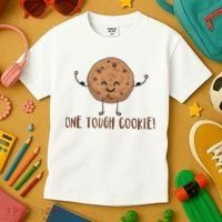 One Tough Cookie Cute Chocolate Chip Cookie With Muscles Kids T-Shirt thumb 3