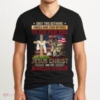 Only Two Defining Forces Have Ever Offered To Die For You V-Neck T-Shirt thumb 2
