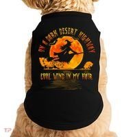 On The Dark Desert Highway Witch Riding Broom Night Hippies Cute Gift Doggie Tank thumb 0