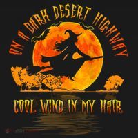 On The Dark Desert Highway Witch Riding Broom Night Hippies Cute Gift Bucket Hat thumb 4