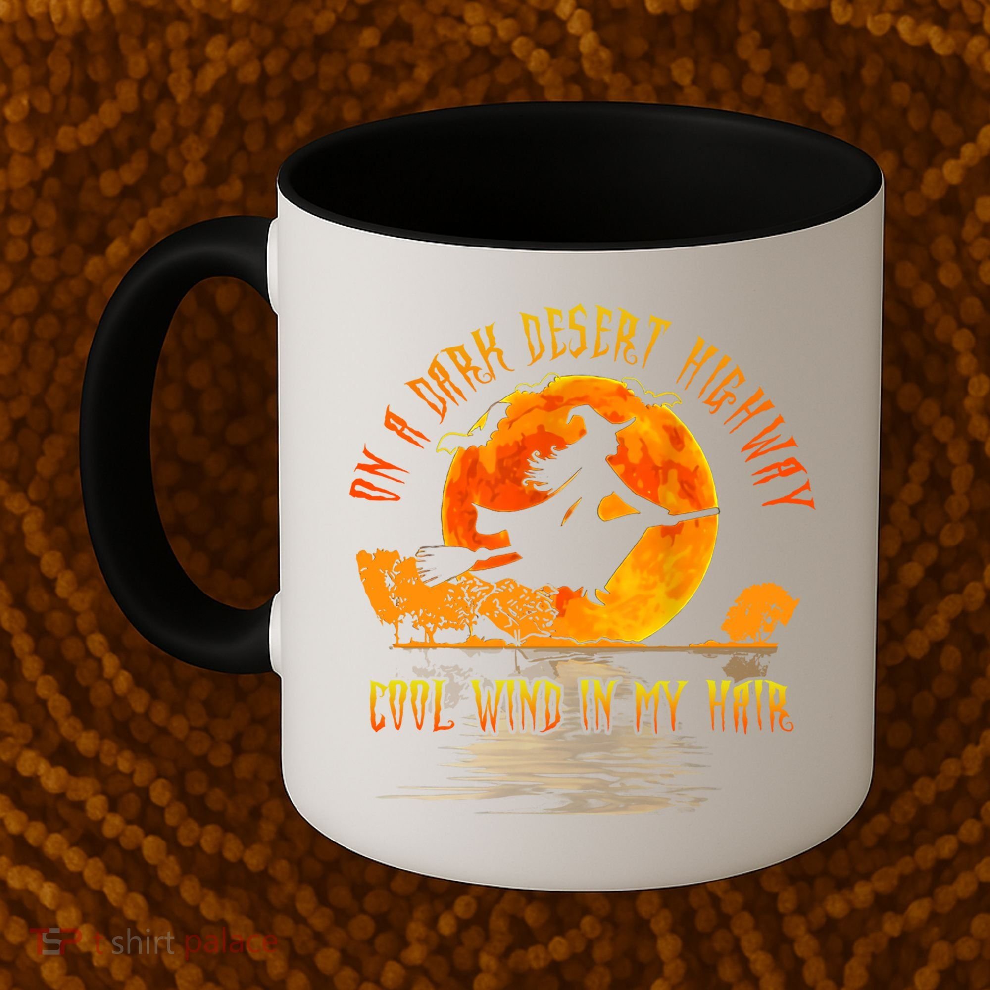 On The Dark Desert Highway Witch Riding Broom Night Hippies Cute Gift Coffee Mug