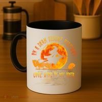 On The Dark Desert Highway Witch Riding Broom Night Hippies Cute Gift Coffee Mug thumb 4