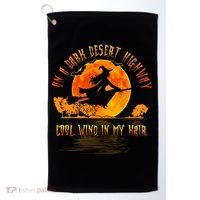 On The Dark Desert Highway Witch Riding Broom Night Hippies Cute Gift Golf Towel thumb 0