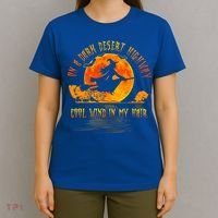 On The Dark Desert Highway Witch Riding Broom Night Hippies Cute Gift T-Shirt thumb 4