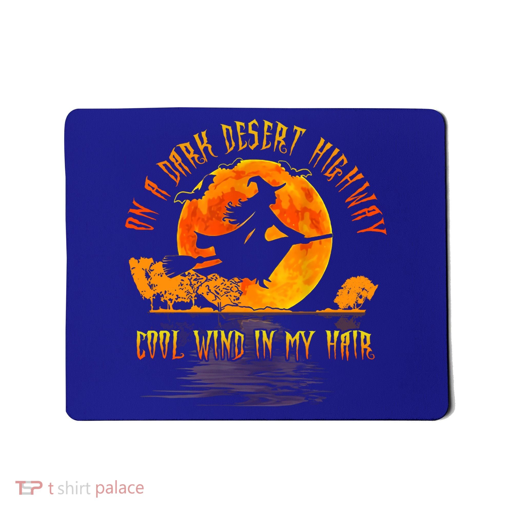On The Dark Desert Highway Witch Riding Broom Night Hippies Cute Gift Mousepad