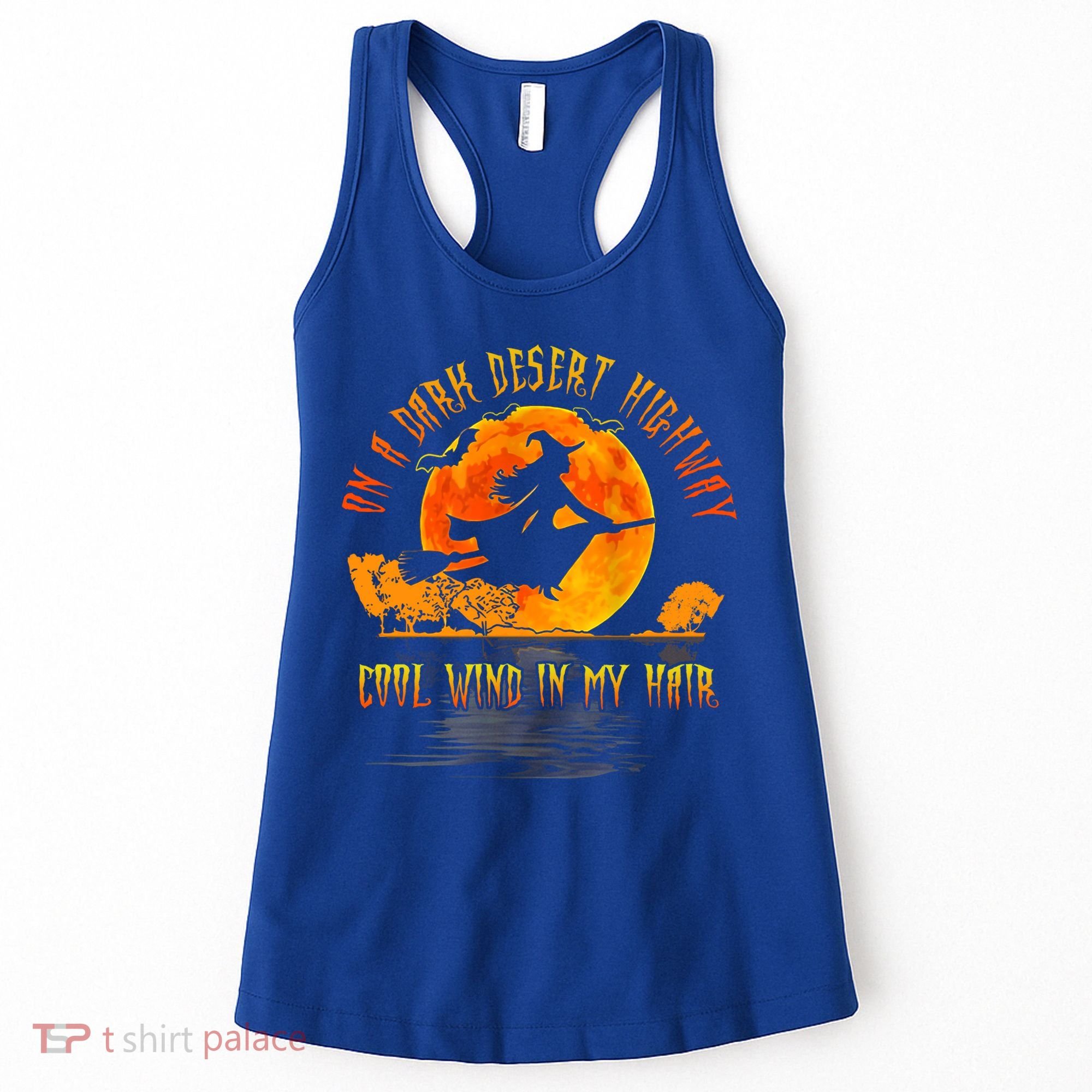 On The Dark Desert Highway Witch Riding Broom Night Hippies Cute Gift Women's Tank Top