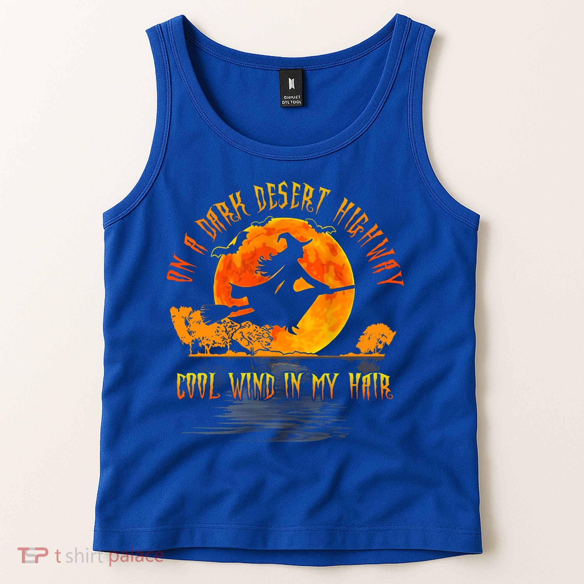 On The Dark Desert Highway Witch Riding Broom Night Hippies Cute Gift Tank Top