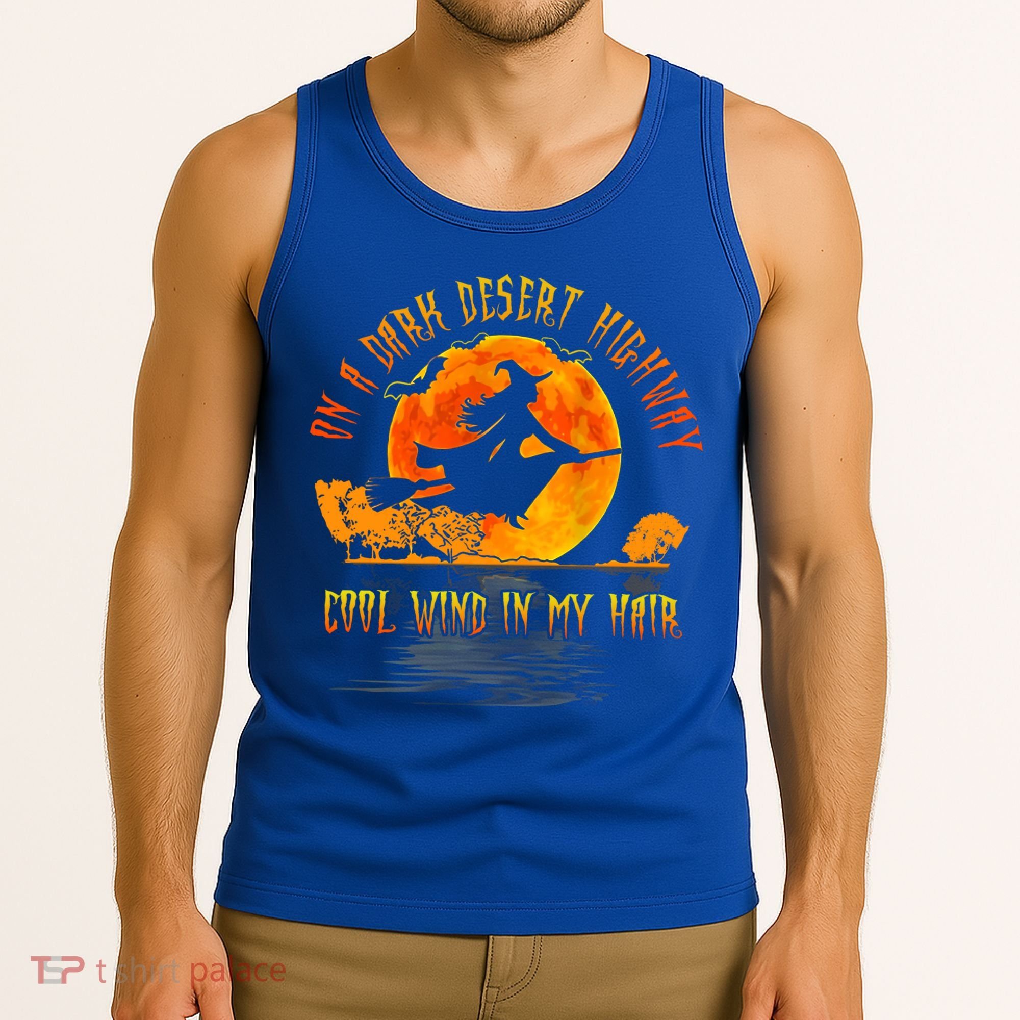 On The Dark Desert Highway Witch Riding Broom Night Hippies Cute Gift Tank Top