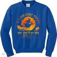 On The Dark Desert Highway Witch Riding Broom Night Hippies Cute Gift Kids Sweatshirt thumb 0