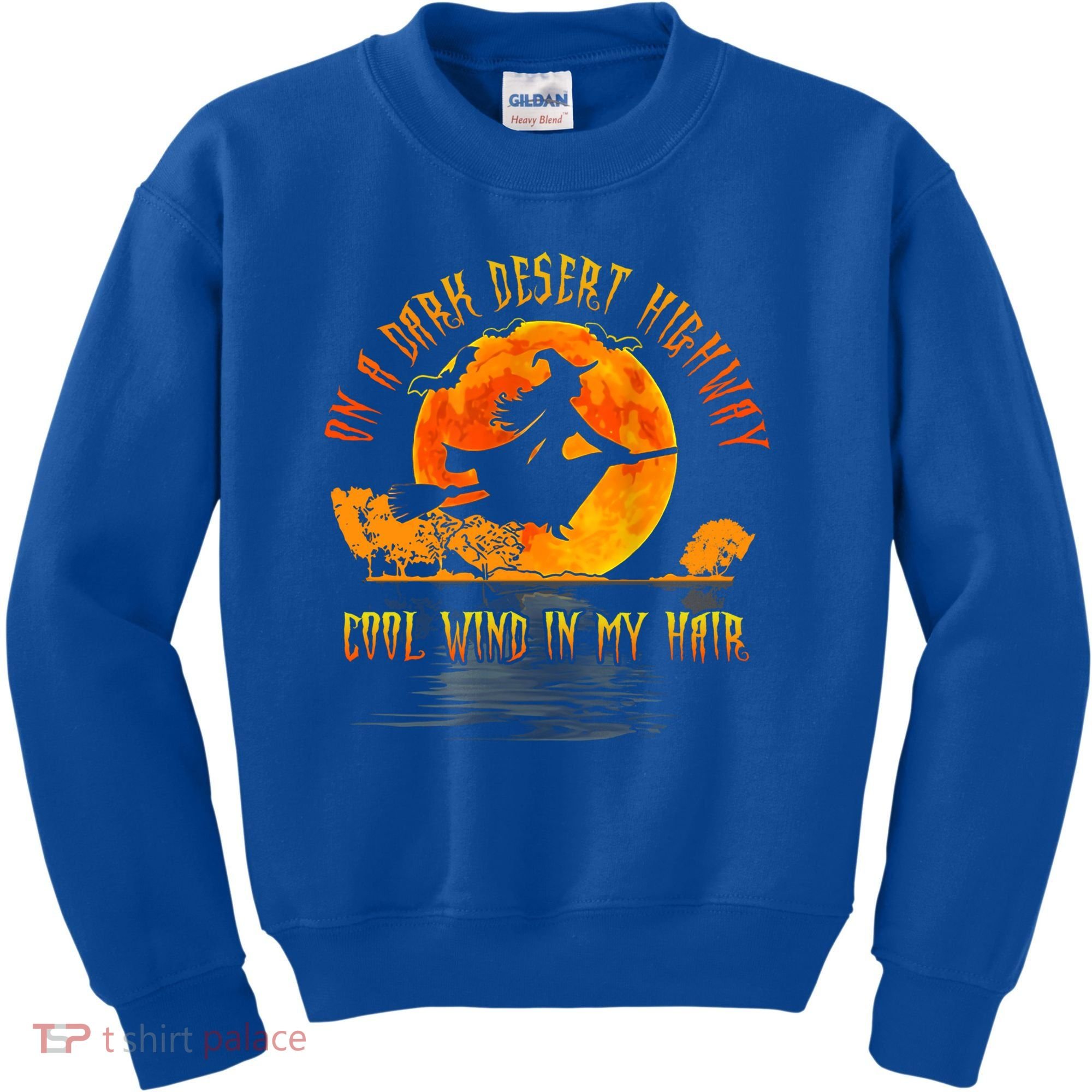 On The Dark Desert Highway Witch Riding Broom Night Hippies Cute Gift Kids Sweatshirt