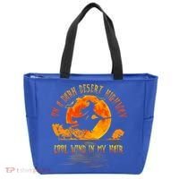 On The Dark Desert Highway Witch Riding Broom Night Hippies Cute Gift Tote Bag thumb 0