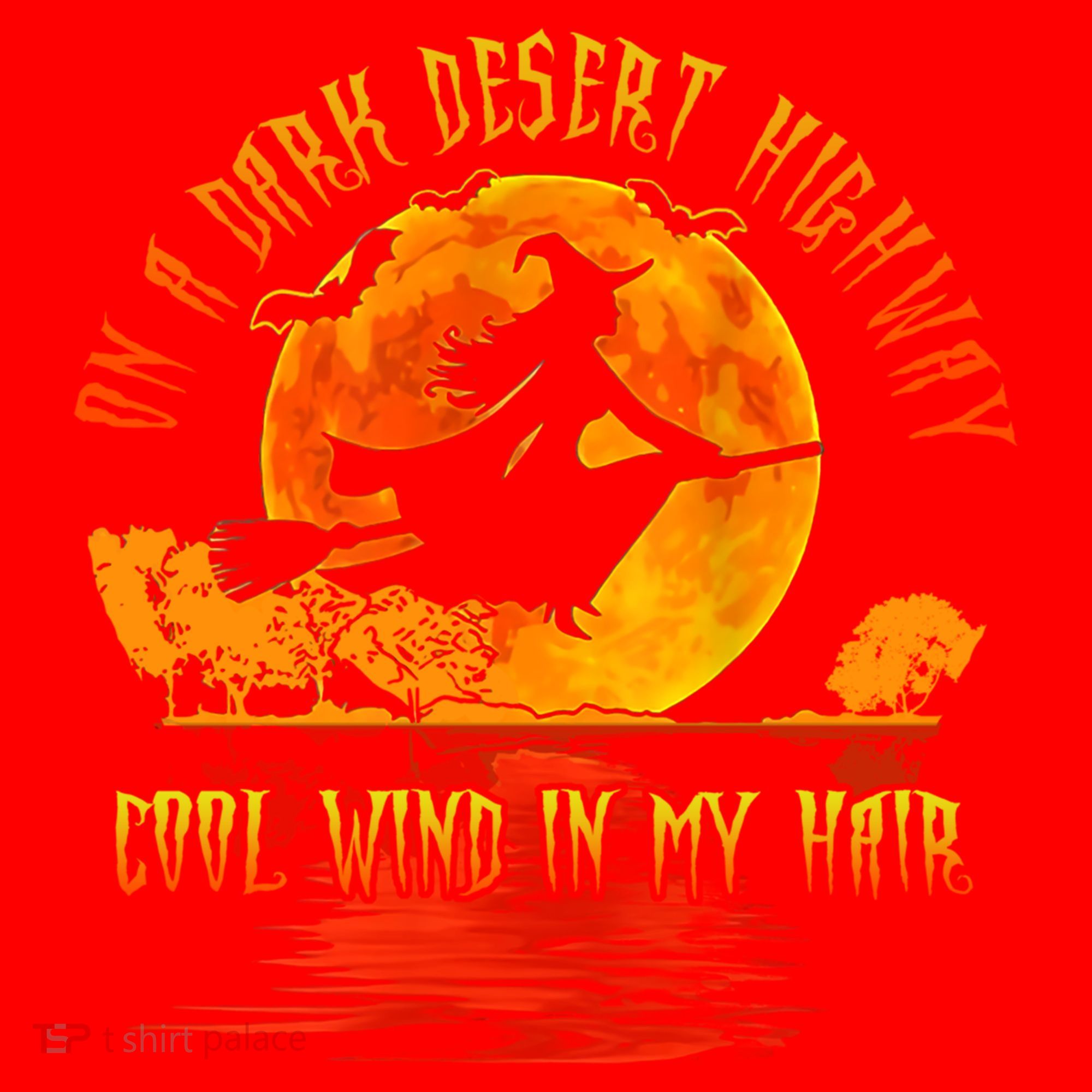 On The Dark Desert Highway Witch Riding Broom Night Hippies Cute Gift Santa Hat