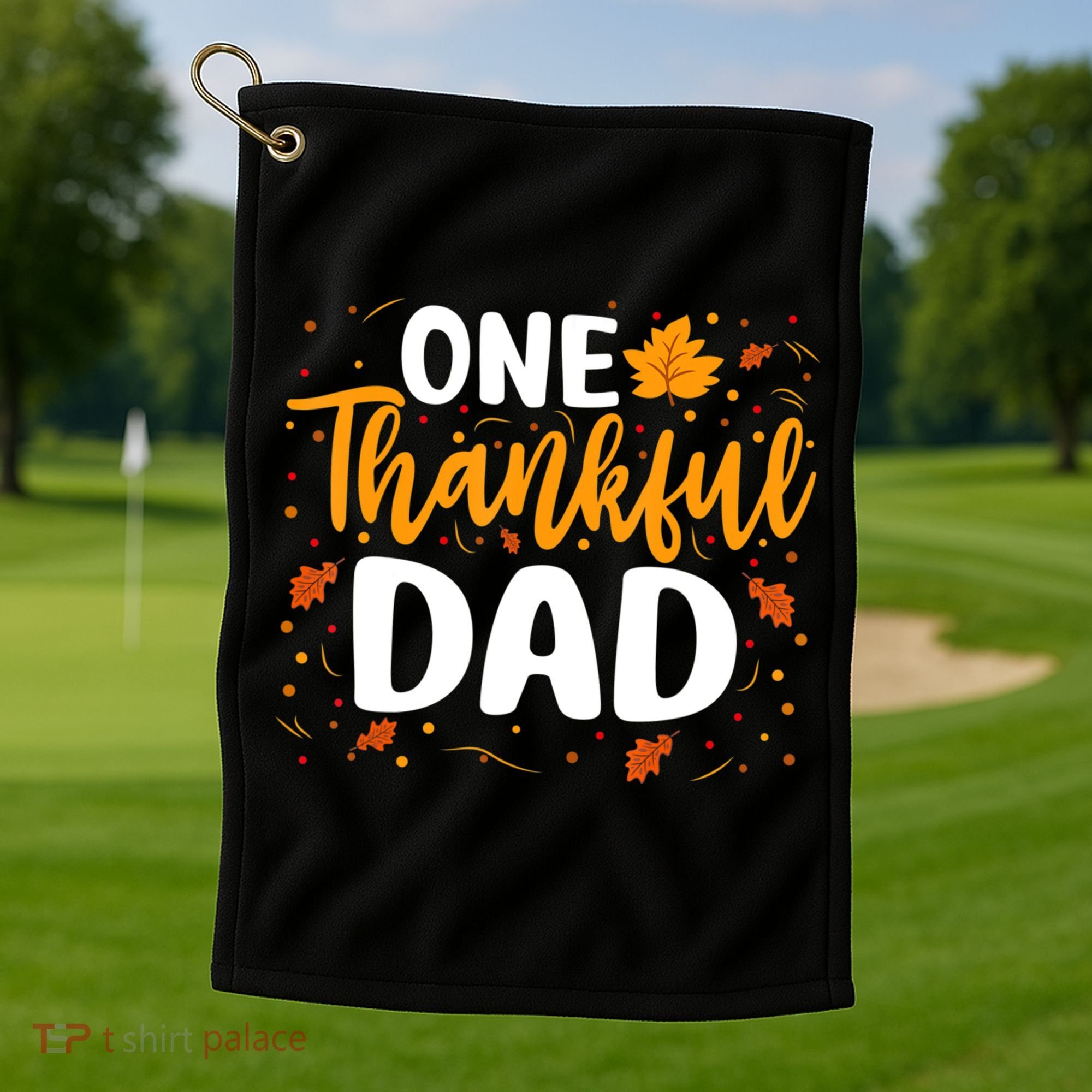 One Thankful Dad Matching Family Fall Thanksgiving Costume Golf Towel