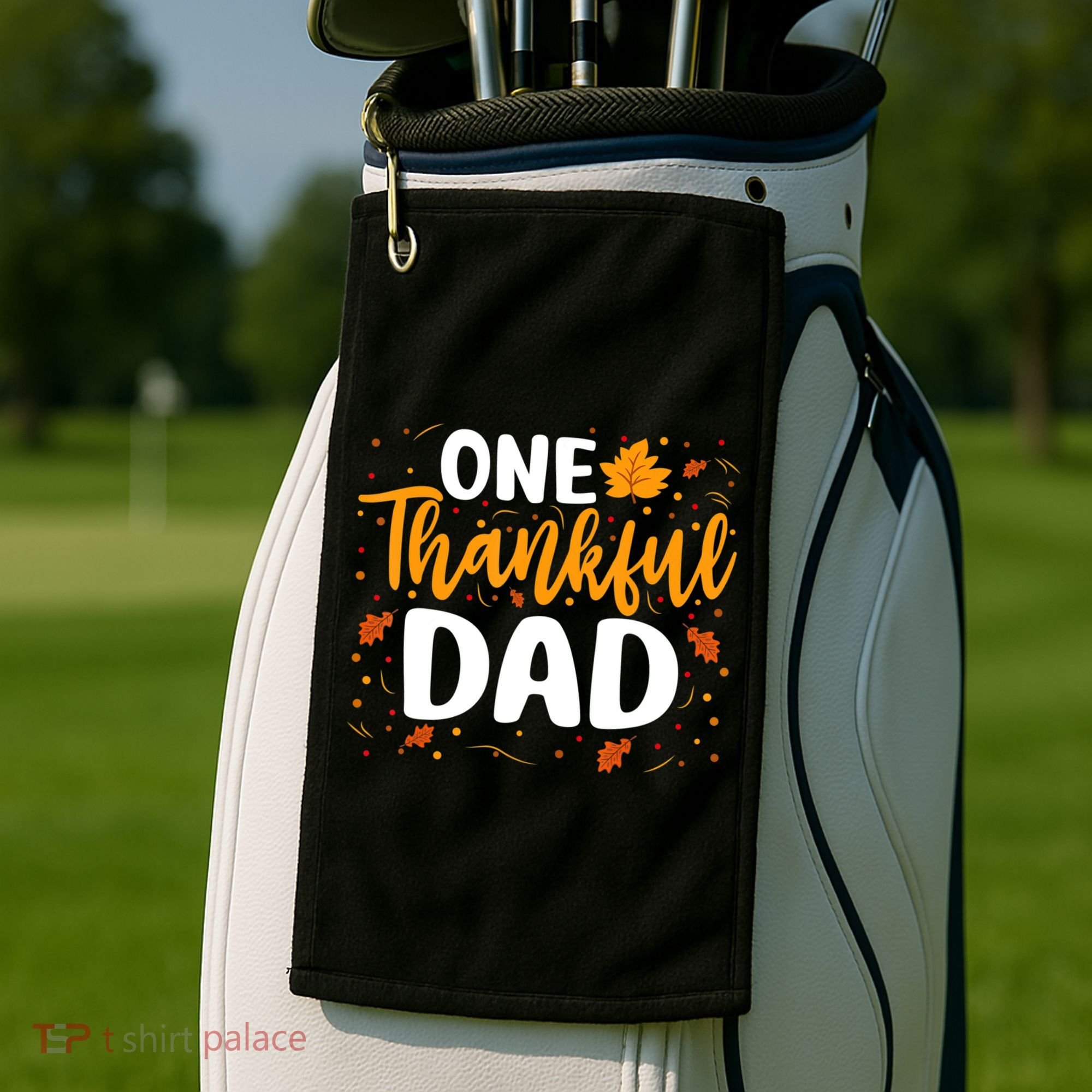 One Thankful Dad Matching Family Fall Thanksgiving Costume Golf Towel