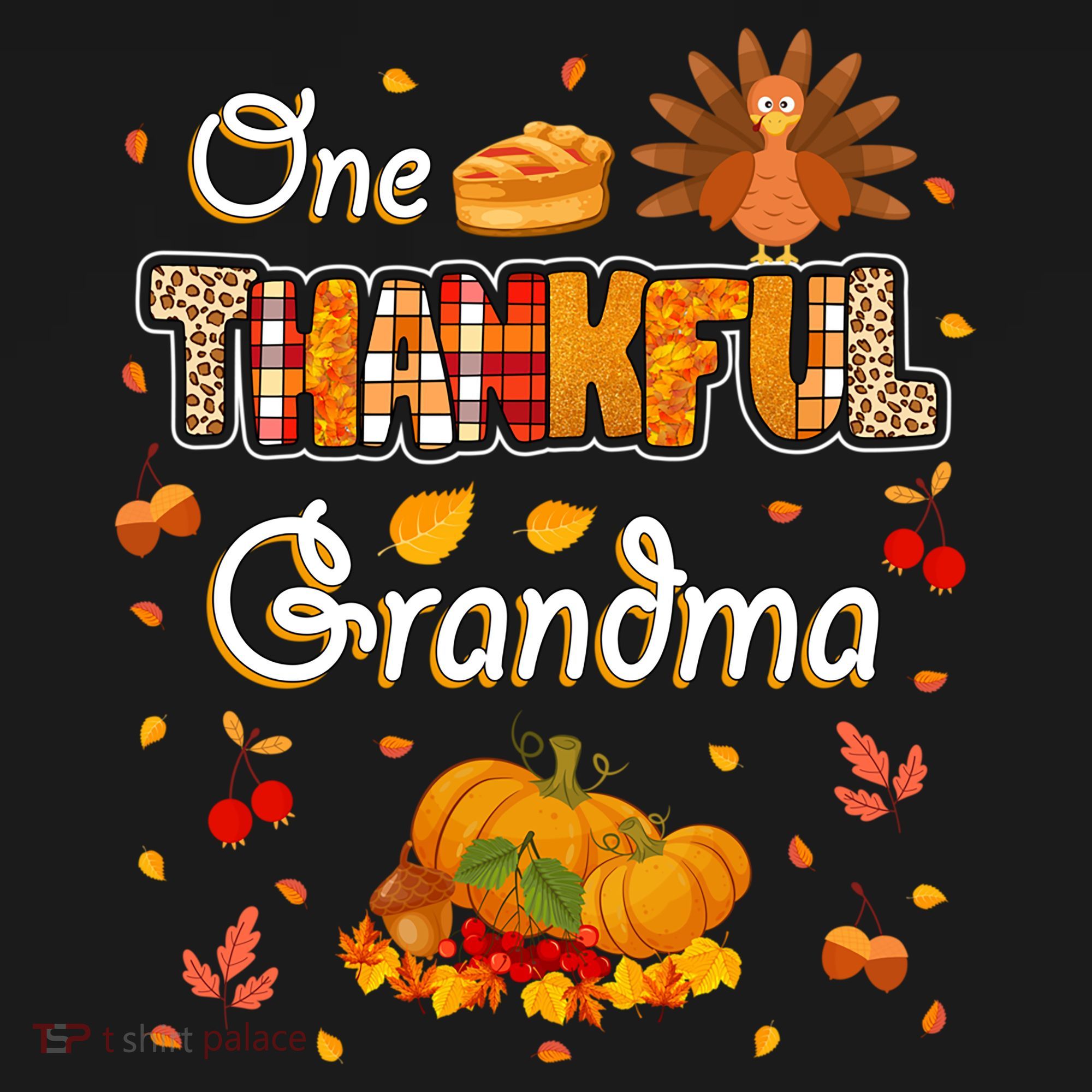 One Thankful Grandma Fall Leaves Autumn Grandma Thanksgiving Gift Women's Hoodie