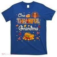 One Thankful Grandma Fall Leaves Autumn Grandma Thanksgiving Gift T-Shirt thumb 0