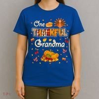 One Thankful Grandma Fall Leaves Autumn Grandma Thanksgiving Gift T-Shirt thumb 4