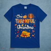 One Thankful Grandma Fall Leaves Autumn Grandma Thanksgiving Gift T-Shirt thumb 5