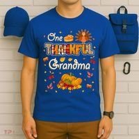 One Thankful Grandma Fall Leaves Autumn Grandma Thanksgiving Gift T-Shirt thumb 6