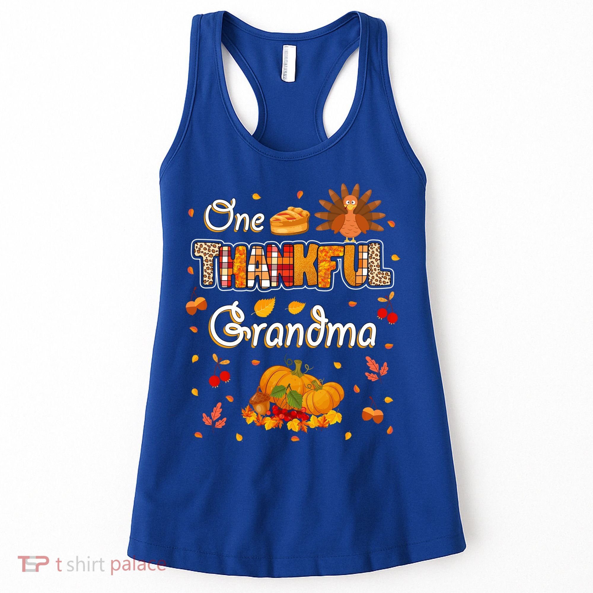 One Thankful Grandma Fall Leaves Autumn Grandma Thanksgiving Gift Women's Tank Top