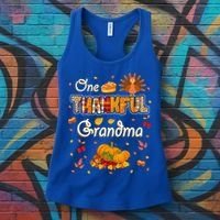 One Thankful Grandma Fall Leaves Autumn Grandma Thanksgiving Gift Women's Tank Top thumb 3