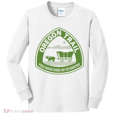 Oregon Trail Green Kids Long Sleeve Shirt