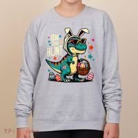 On The Hunt Dino Happy Easter Day T-rex Dinosaur  Women's Sweatshirt thumb 0