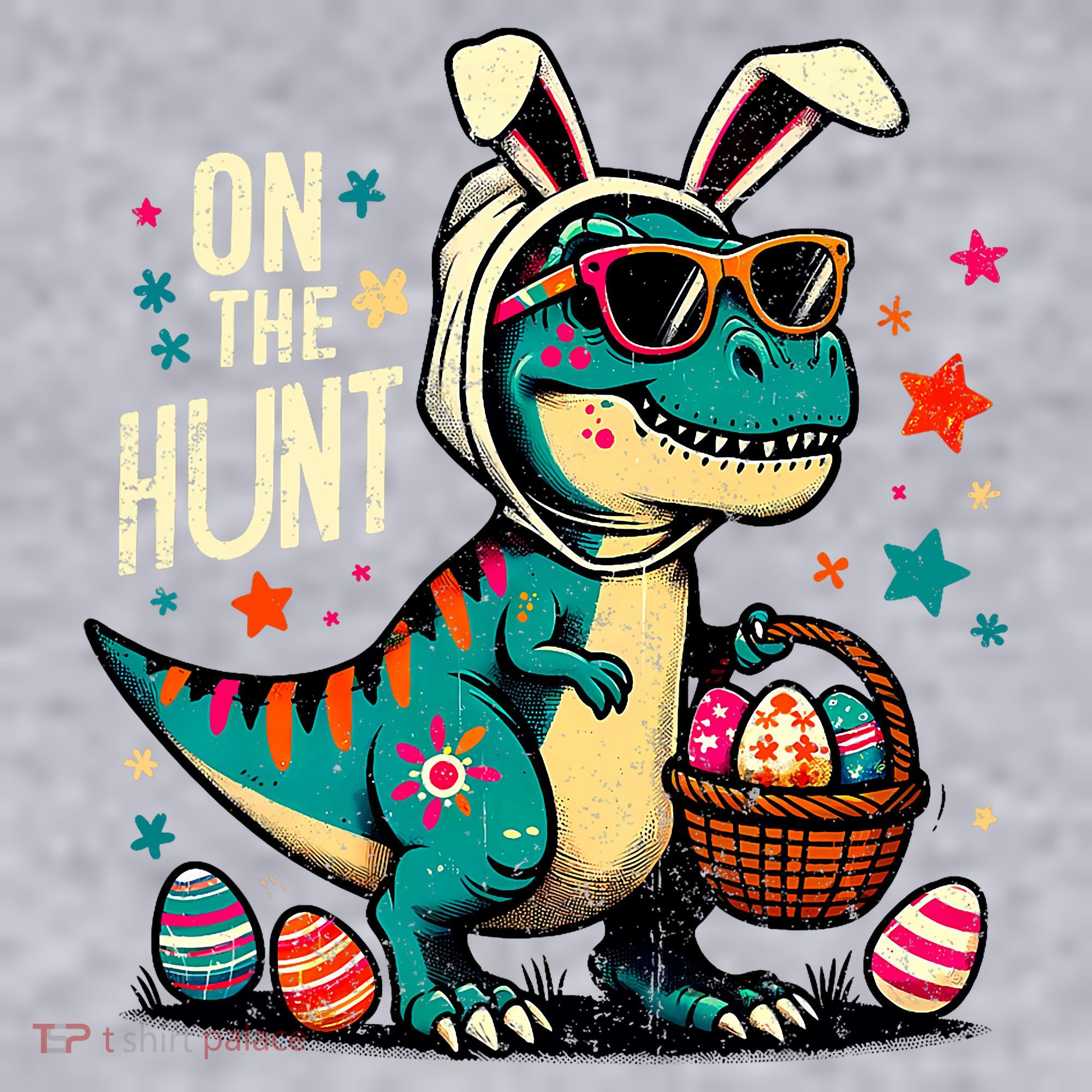 On The Hunt Dino Happy Easter Day T-rex Dinosaur  Women's Sweatshirt