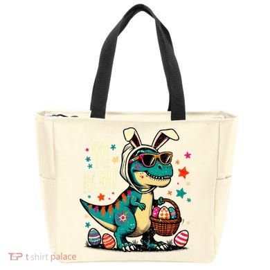 On The Hunt Dino Happy Easter Day T-rex Dinosaur  Tote Bag