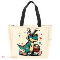 On The Hunt Dino Happy Easter Day T-rex Dinosaur  Tote Bag thumb 0