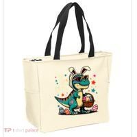 On The Hunt Dino Happy Easter Day T-rex Dinosaur  Tote Bag thumb 2