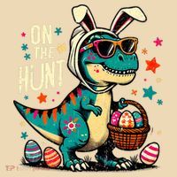 On The Hunt Dino Happy Easter Day T-rex Dinosaur  Tote Bag thumb 4