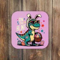On The Hunt Dino Happy Easter Day T-rex Dinosaur  Coaster thumb 0