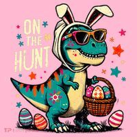 On The Hunt Dino Happy Easter Day T-rex Dinosaur  Coaster thumb 2