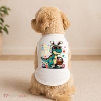 On The Hunt Dino Happy Easter Day T-rex Dinosaur  Doggie Tank thumb 2