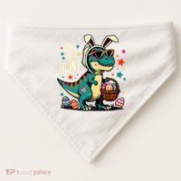 On The Hunt Dino Happy Easter Day T-rex Dinosaur  USA-Made Doggie Bandana thumb 0