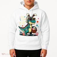 On The Hunt Dino Happy Easter Day T-rex Dinosaur  Hoodie thumb 2